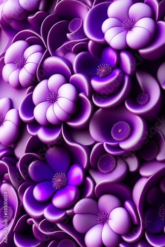 Fabric print  background  lilac with flowers  3D