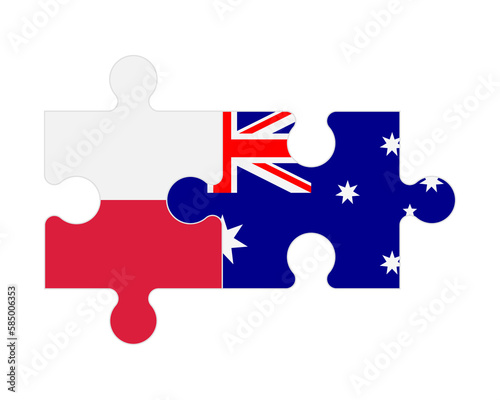 Puzzle of flags of Poland and Australia, vector
