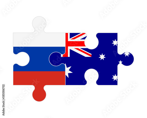 Puzzle of flags of Russia and Australia, vector