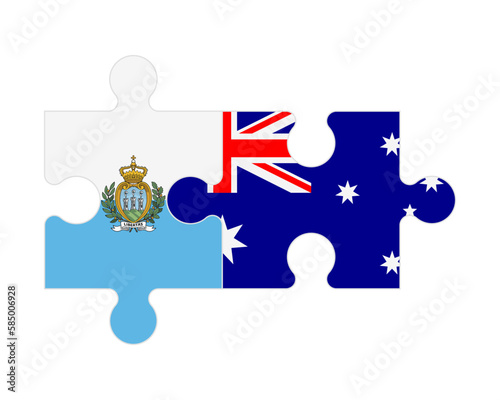 Puzzle of flags of San Marino and Australia, vector