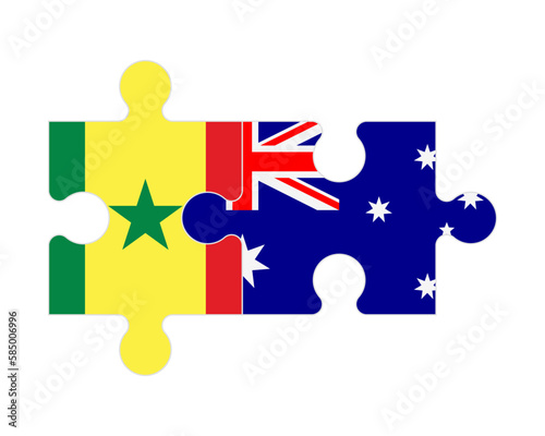 Puzzle of flags of Senegal and Australia, vector