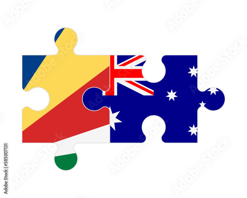 Puzzle of flags of Seychelles and Australia, vector