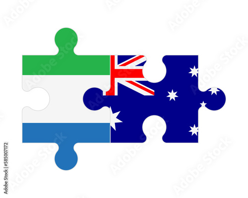 Puzzle of flags of Sierra Leone and Australia, vector