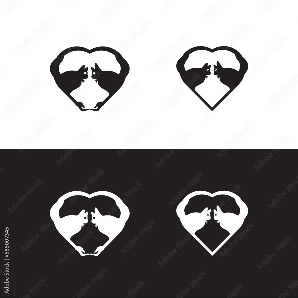 Love care cat animal logo template illustration Love care cat animal logo template illustration