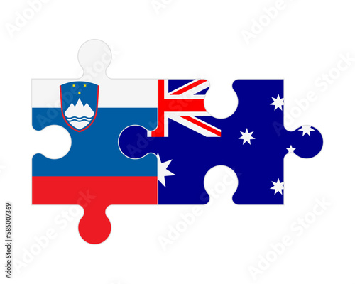 Puzzle of flags of Slovenia and Australia, vector