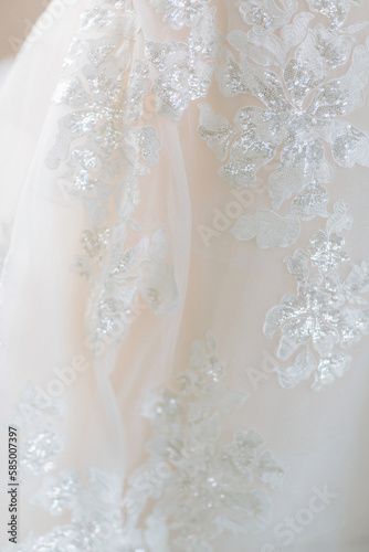 Shimmery Floral Wedding Dress Details