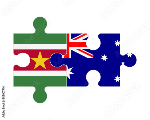 Puzzle of flags of Suriname and Australia, vector