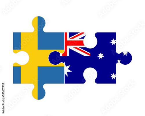Puzzle of flags of Sweden and Australia, vector