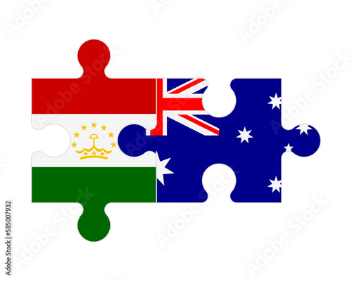 Puzzle of flags of Tajikistan and Australia, vector
