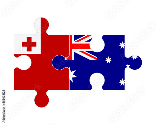 Puzzle of flags of Tonga and Australia, vector