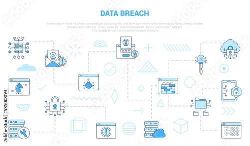 data breach technology concept with icon set template banner with modern blue color style