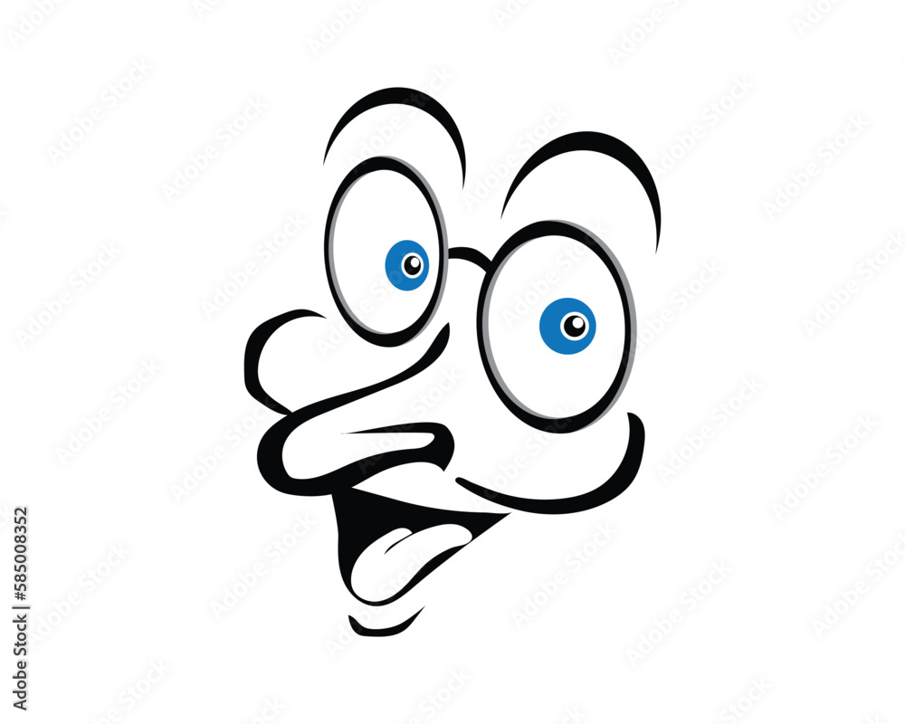 vector cartoon caricature of a face consisting of two blue eyes two eyebrows and glasses and a long nose laughing vector cartoon caricature of a face consisting of two blue eyes two eyebrows and glasses and a long nose laughing