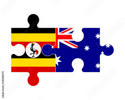 Puzzle of flags of Uganda and Australia, vector