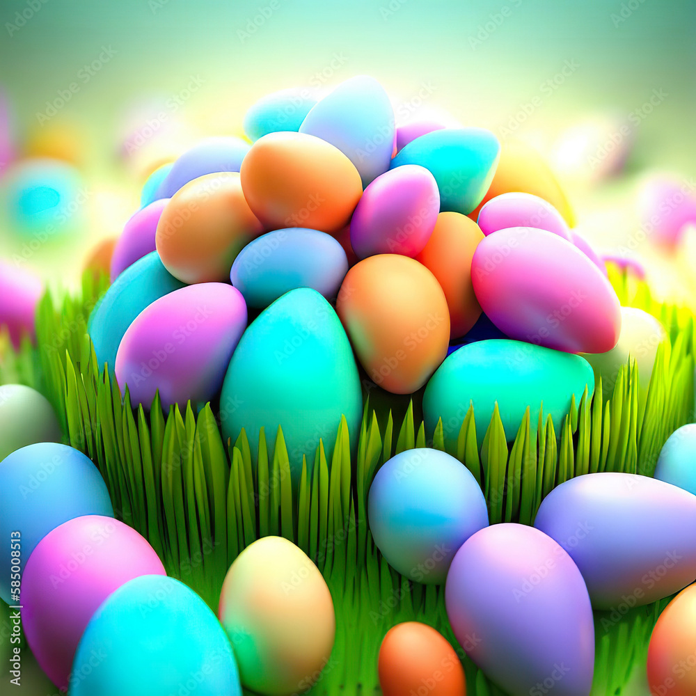 Easter theme filled with eggs with Generative AI.