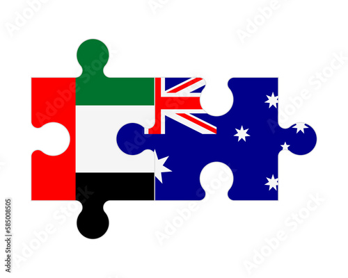 Puzzle of flags of United Arab Emirates and Australia, vector
