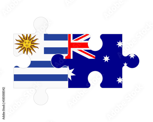 Puzzle of flags of Uruguay and Australia, vector
