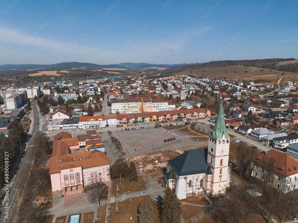 Aerial view of the city of Stropkov in Slovakia