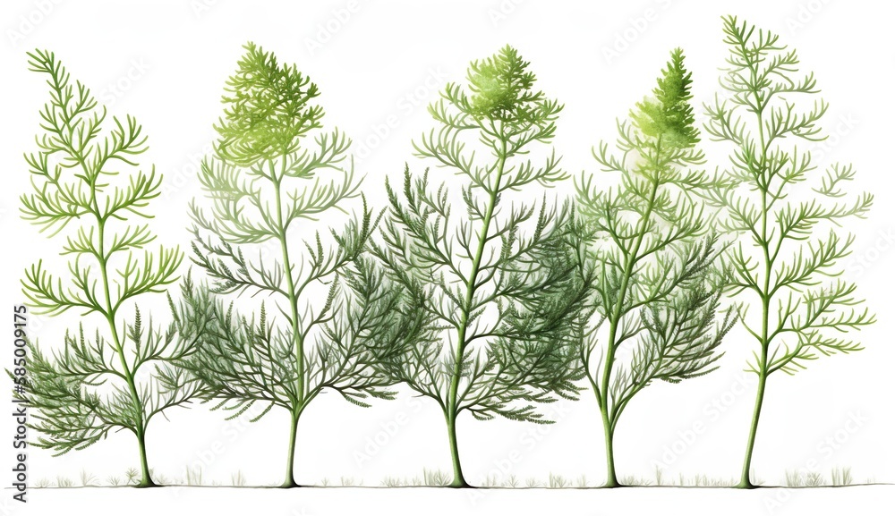Obraz premium dill, watercolor illustration, isolated on white background. Generative AI