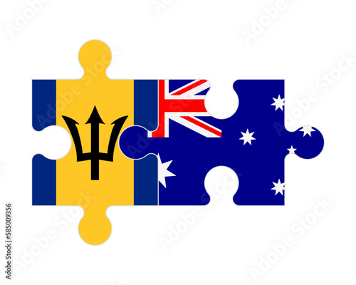 Puzzle of flags of Barbados and Australia, vector