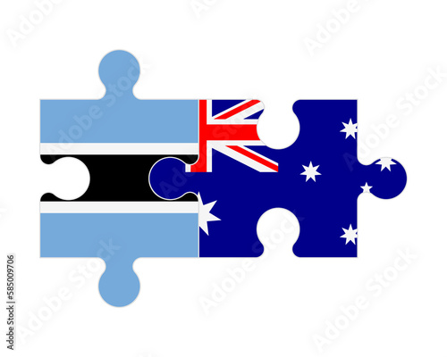 Puzzle of flags of Botswana and Australia, vector