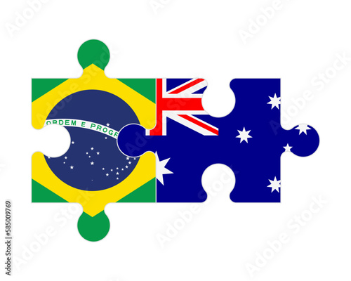 Puzzle of flags of Brazil and Australia, vector