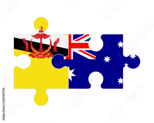Puzzle of flags of Brunei and Australia, vector