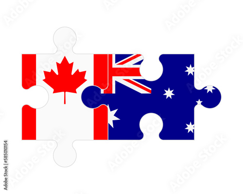 Puzzle of flags of Canada and Australia, vector