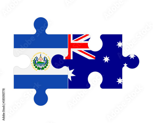 Puzzle of flags of El Salvador and Australia, vector