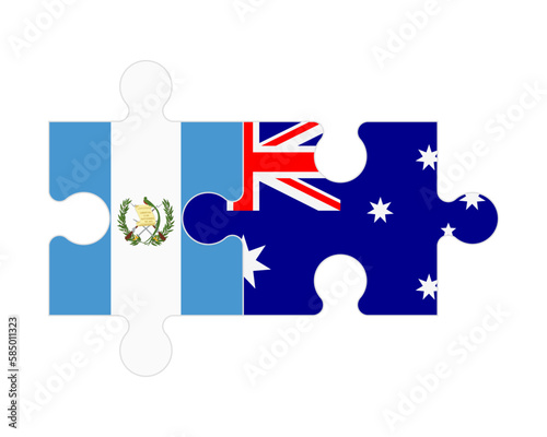 Puzzle of flags of Guatemala and Australia, vector