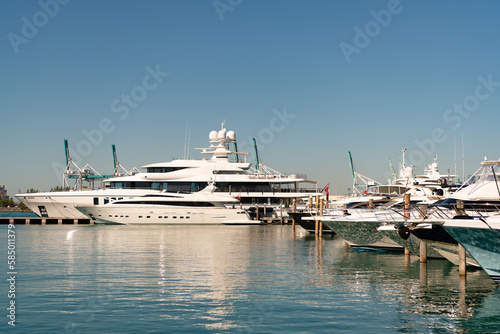 yacht boat in summer. yacht boat in port. luxury yacht boat for traveling. photo of yacht boat © be free