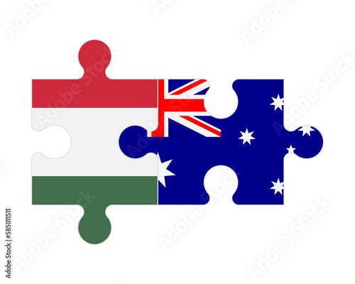 Puzzle of flags of Hungary and Australia, vector