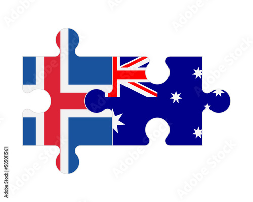 Puzzle of flags of Iceland and Australia, vector