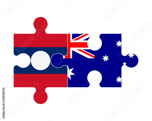 Puzzle of flags of Laos and Australia, vector