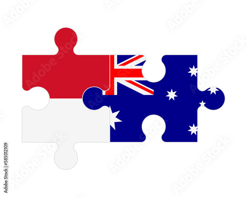 Puzzle of flags of Monaco and Australia, vector
