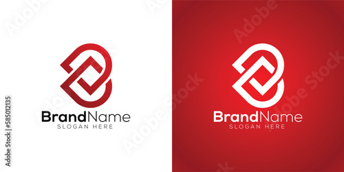 Letter B logo design template on white and red background