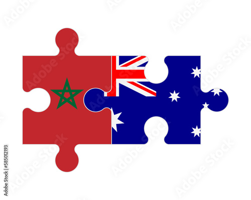Puzzle of flags of Morocco and Australia, vector