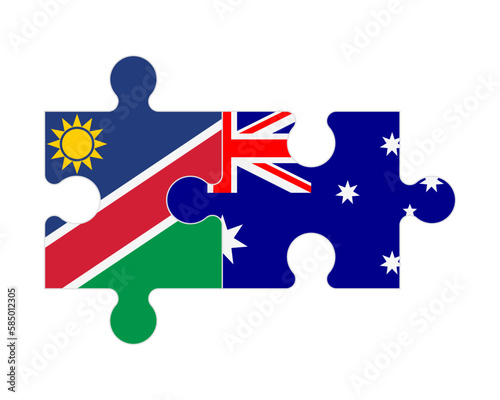 Puzzle of flags of Namibia and Australia, vector
