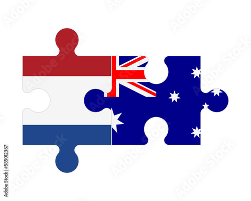 Puzzle of flags of Netherlands and Australia, vector