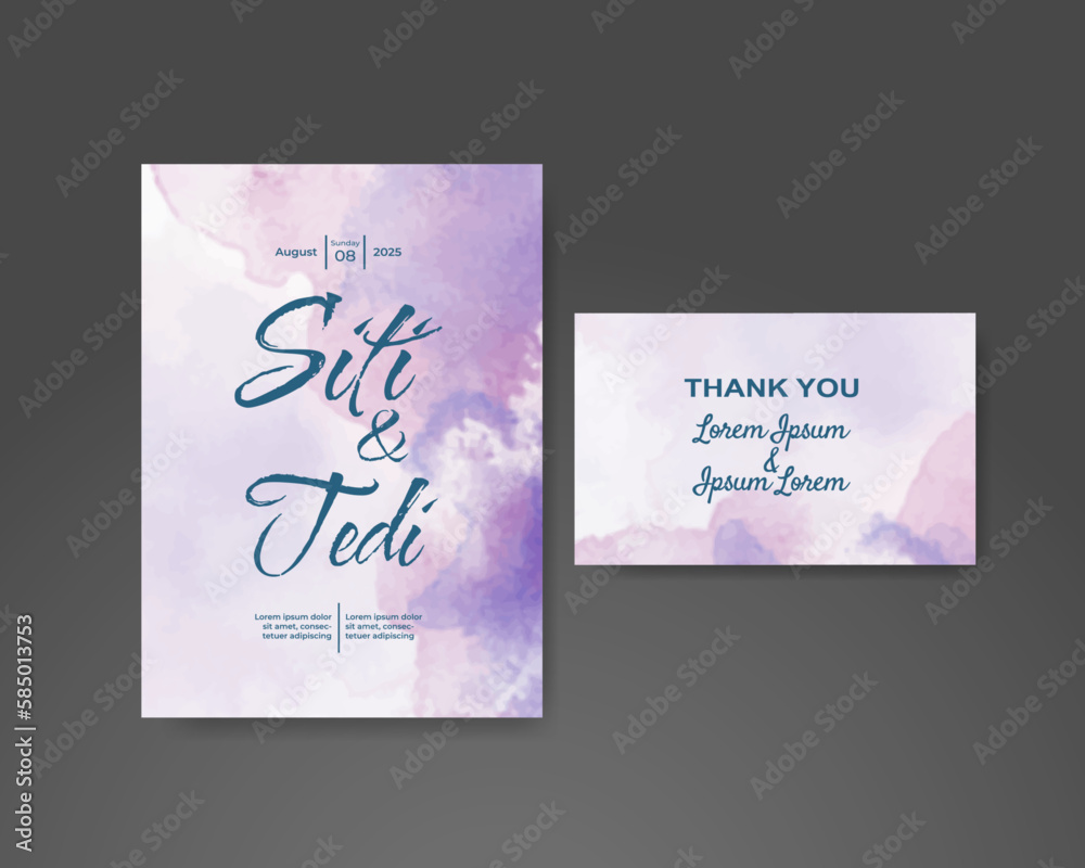 Fototapeta premium Wedding invitation with abstract watercolor background