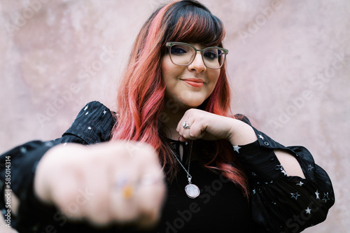 Smiling happy young woman photo