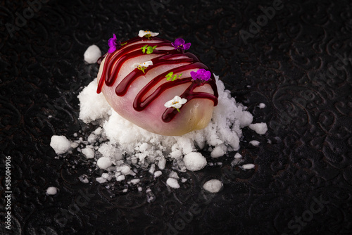 Mochi with Chicha Morada sauce