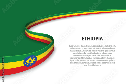 Wave flag of Ethiopia with copyspace background.