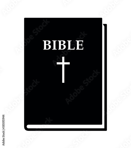 Holy bible - black and white closed book vector illustration isolated on white