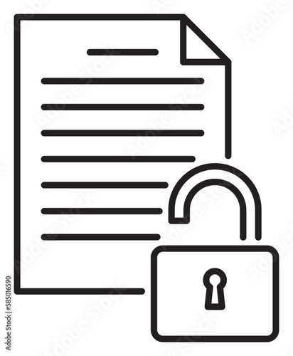 Information technology document, lock, locked vector icon illustration