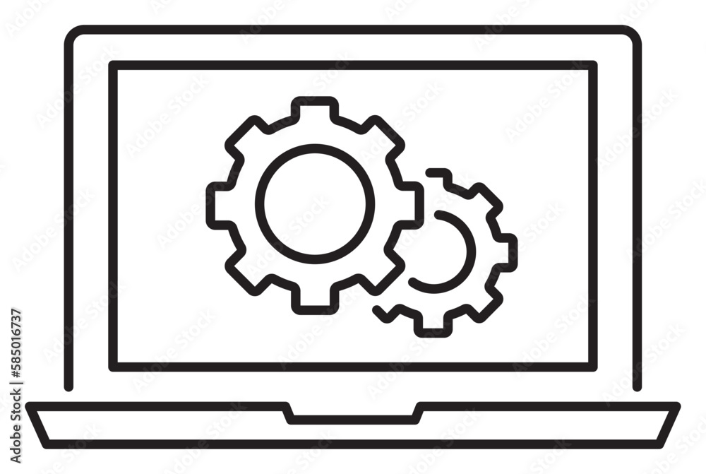 Information technology gears, laptop vector icon illustration Information technology gears, laptop vector icon illustration