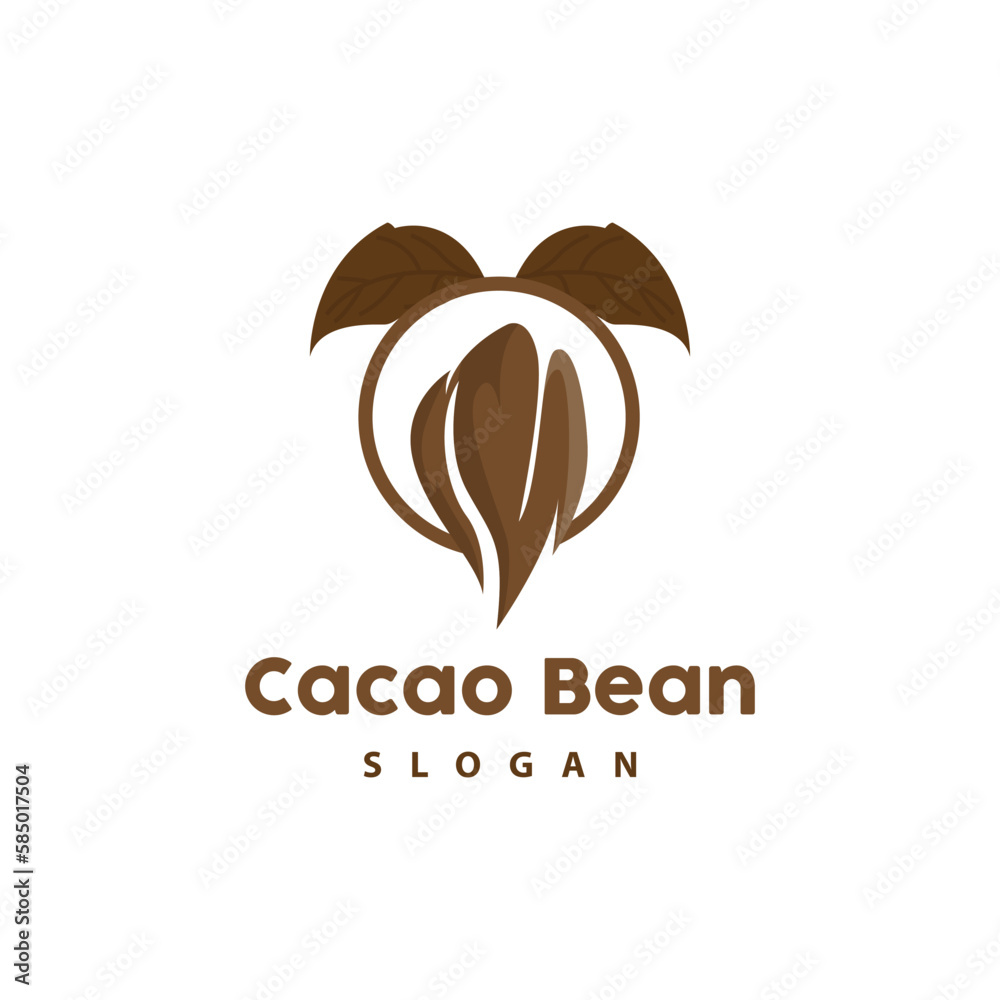 Fototapeta premium Vintage Cacao Logo, Cocoa Fruit Plant Logo, Chocolate Vector For Bakery, Abstract Line Art Chocolate Design