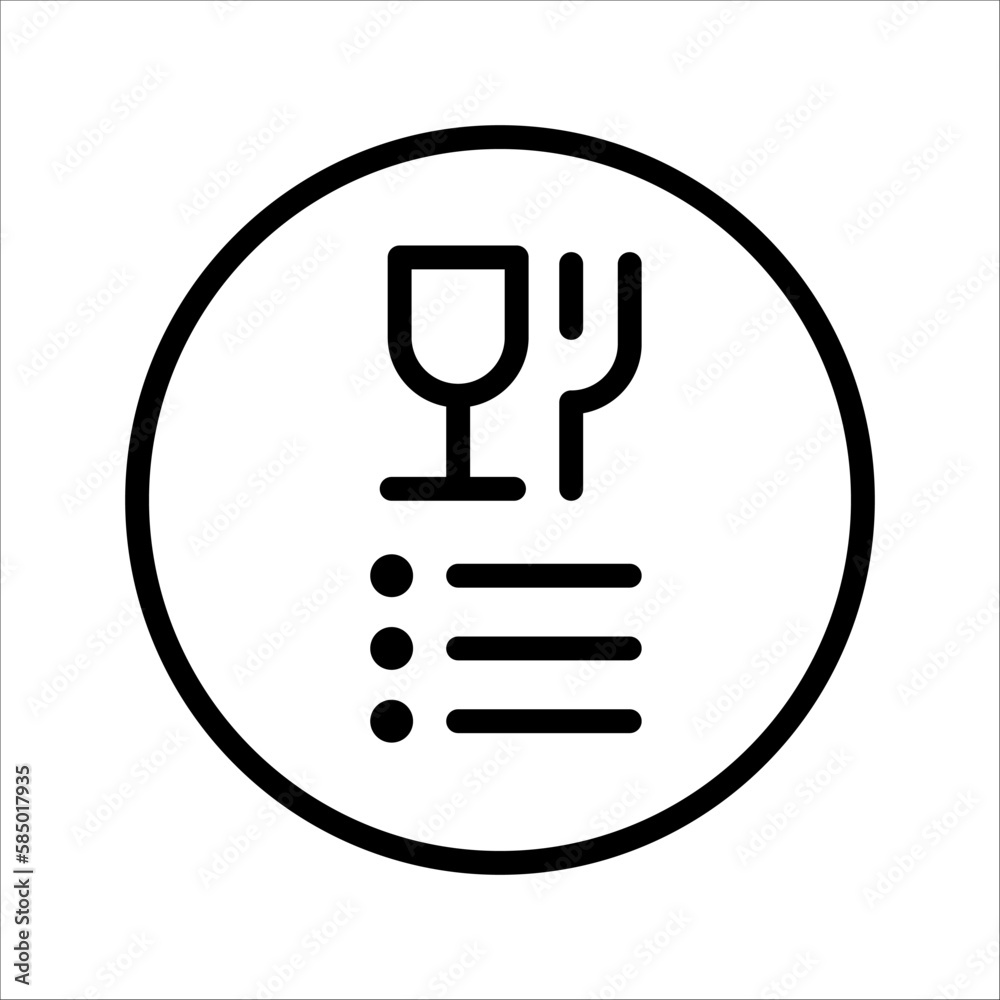 Food menu card flat vector line icon, on white background, eps 10. Food menu card flat vector line icon, on white background, eps 10.