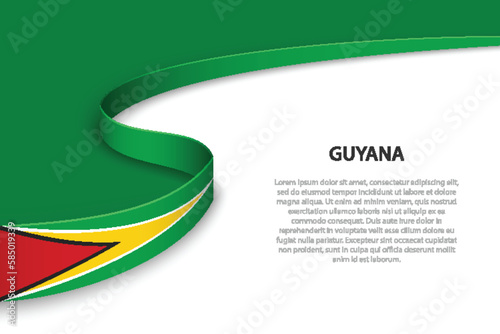 Wave flag of Guyana with copyspace background. photo