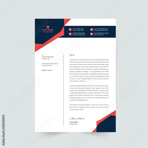 Modern Business Letterhead Design Template, Black Abstract Letterhead Design, Letterhead Template, - vector