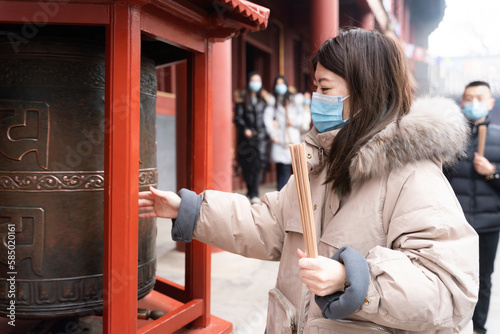  worshipping  in a temple